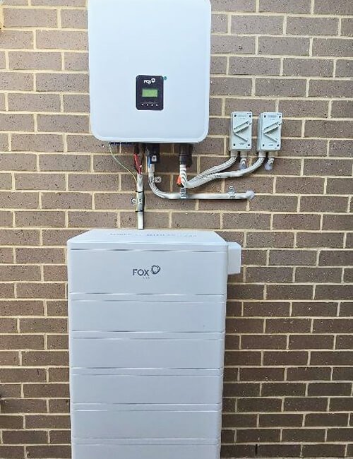 Wall-mounted solar battery installed at a residence